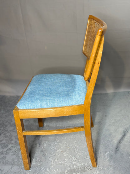 Mid-Century Stuhl mit Polstersitz - Wiener Geflecht
