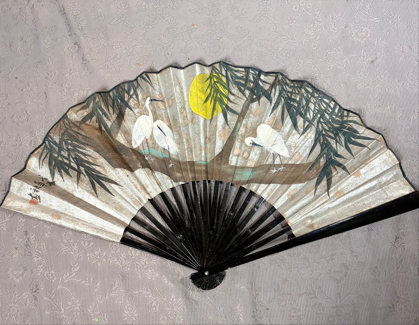 Großer japanischer Wandfächer - handbemalt