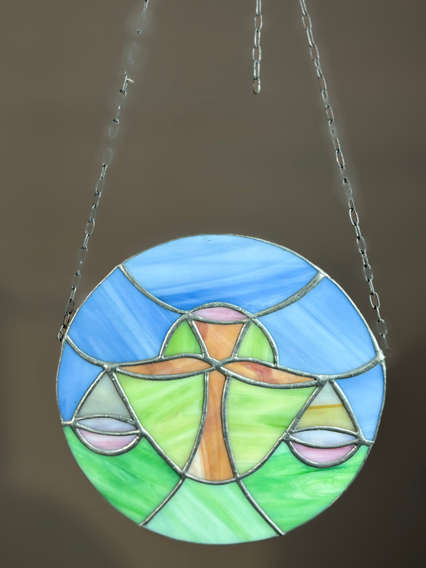 Tiffanyglas Sonnenfänger – handgefertigtes Bleiglas Fensterbild Ø 18 cm