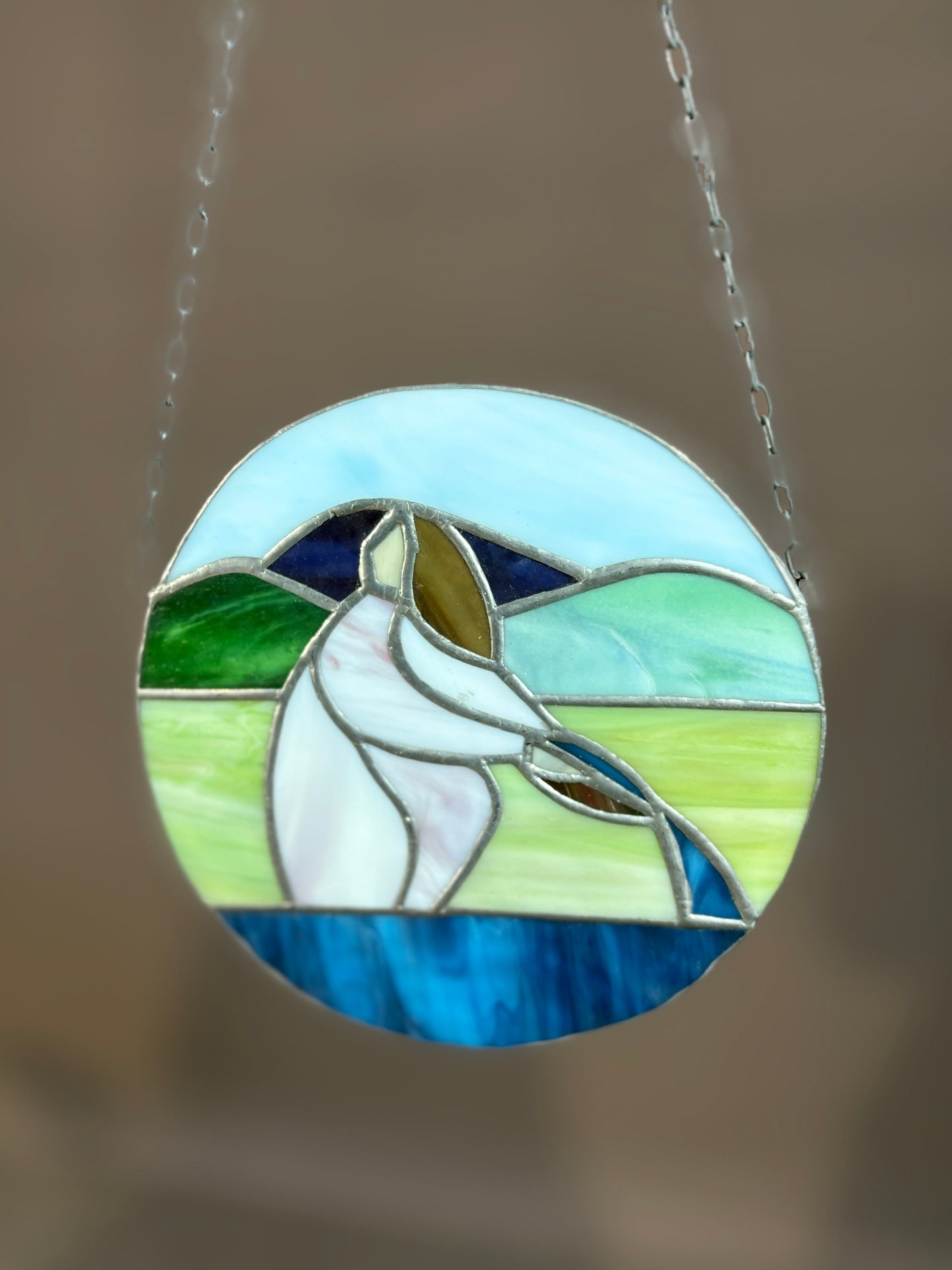 Tiffanyglas Sonnenfänger – handgefertigtes Bleiglas Fensterbild Ø 18 cm