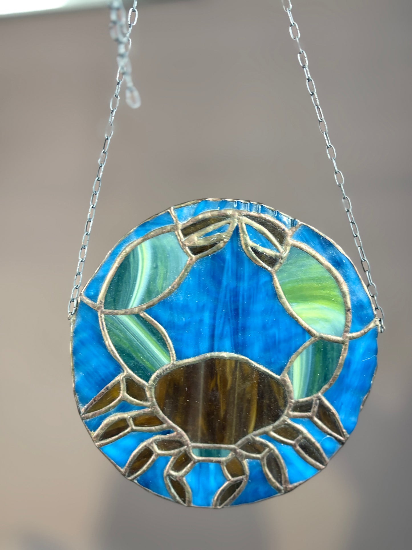 Tiffanyglas Sonnenfänger – handgefertigtes Bleiglas Fensterbild Ø 18 cm