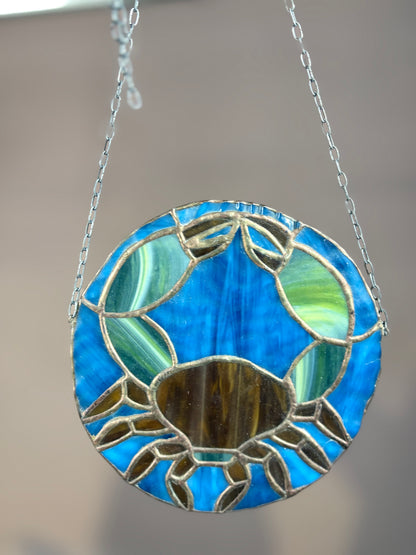 Tiffanyglas Sonnenfänger – handgefertigtes Bleiglas Fensterbild Ø 18 cm