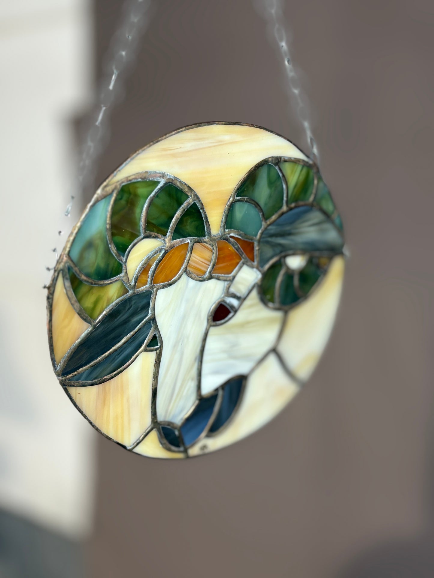 Tiffanyglas Sonnenfänger – handgefertigtes Bleiglas Fensterbild Ø 18 cm