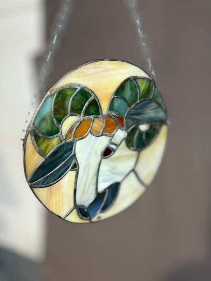Tiffanyglas Sonnenfänger – handgefertigtes Bleiglas Fensterbild Ø 18 cm