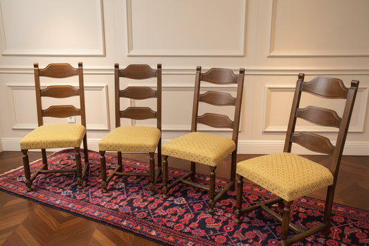 Vintage 4er Set Esszimmerstühle aus Eiche – French Provincial Ladder Back Dining Chairs – Landhausstil 1970er