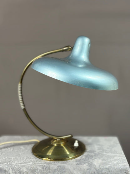 Retro Messing-Lampe - blau-metallic - Space Age