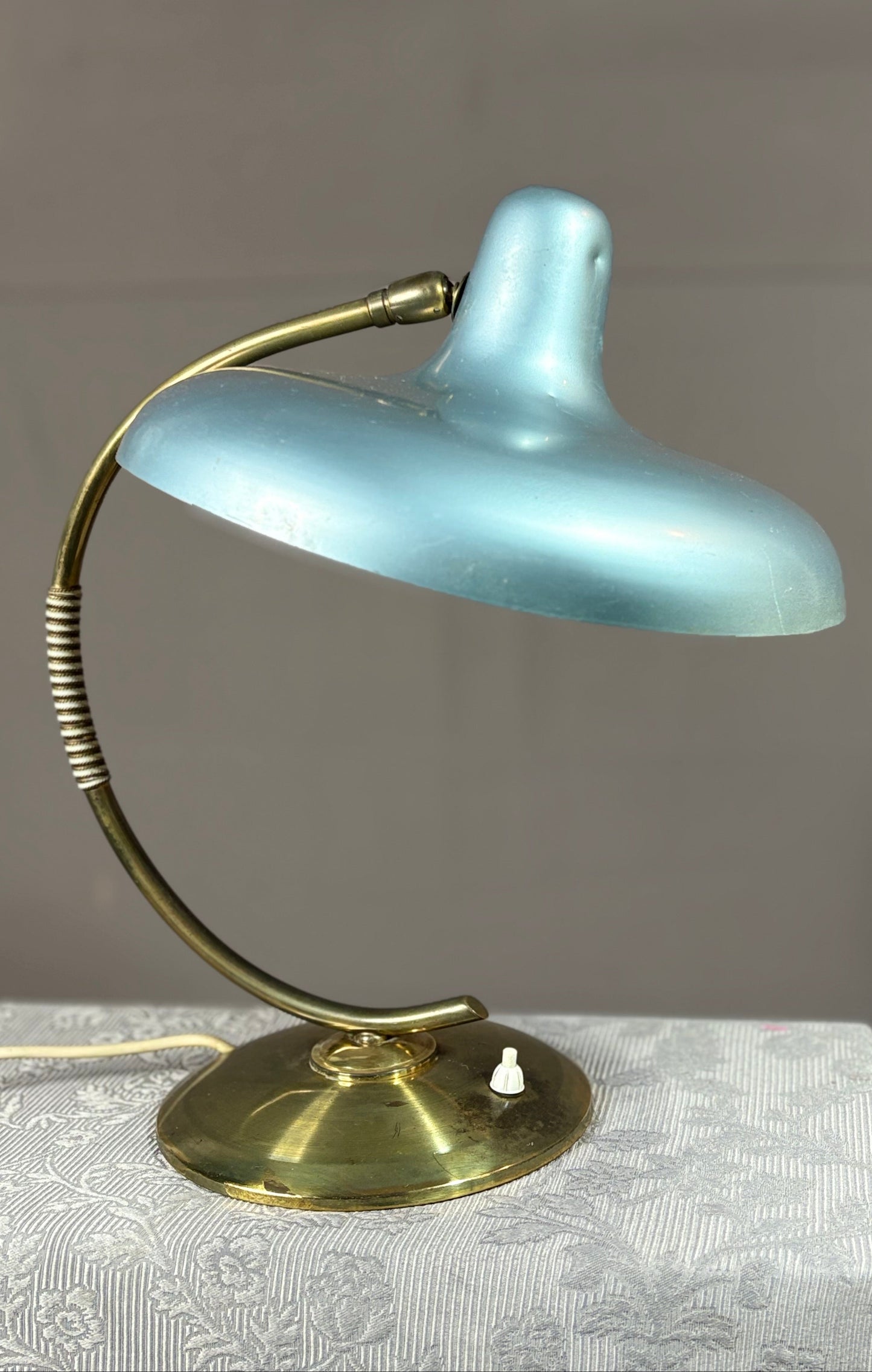 Retro Messing-Lampe - blau-metallic - Space Age