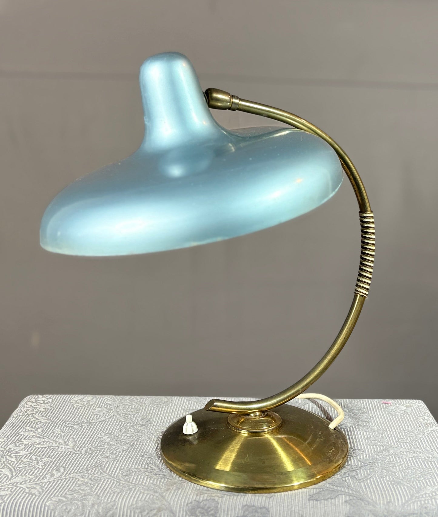 Retro Messing-Lampe - blau-metallic - Space Age