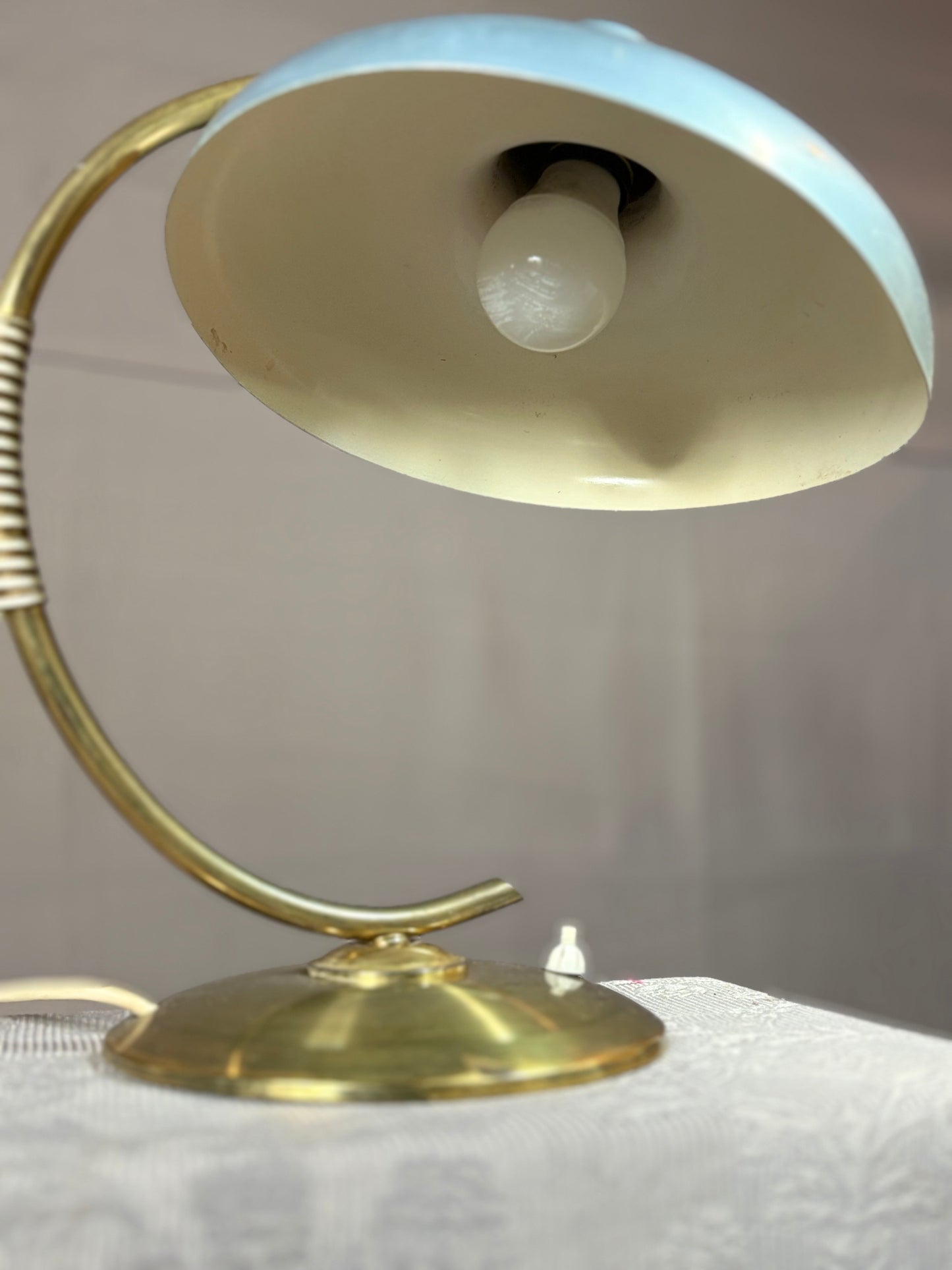 Retro Messing-Lampe - blau-metallic - Space Age