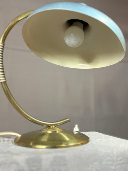 Retro Messing-Lampe - blau-metallic - Space Age