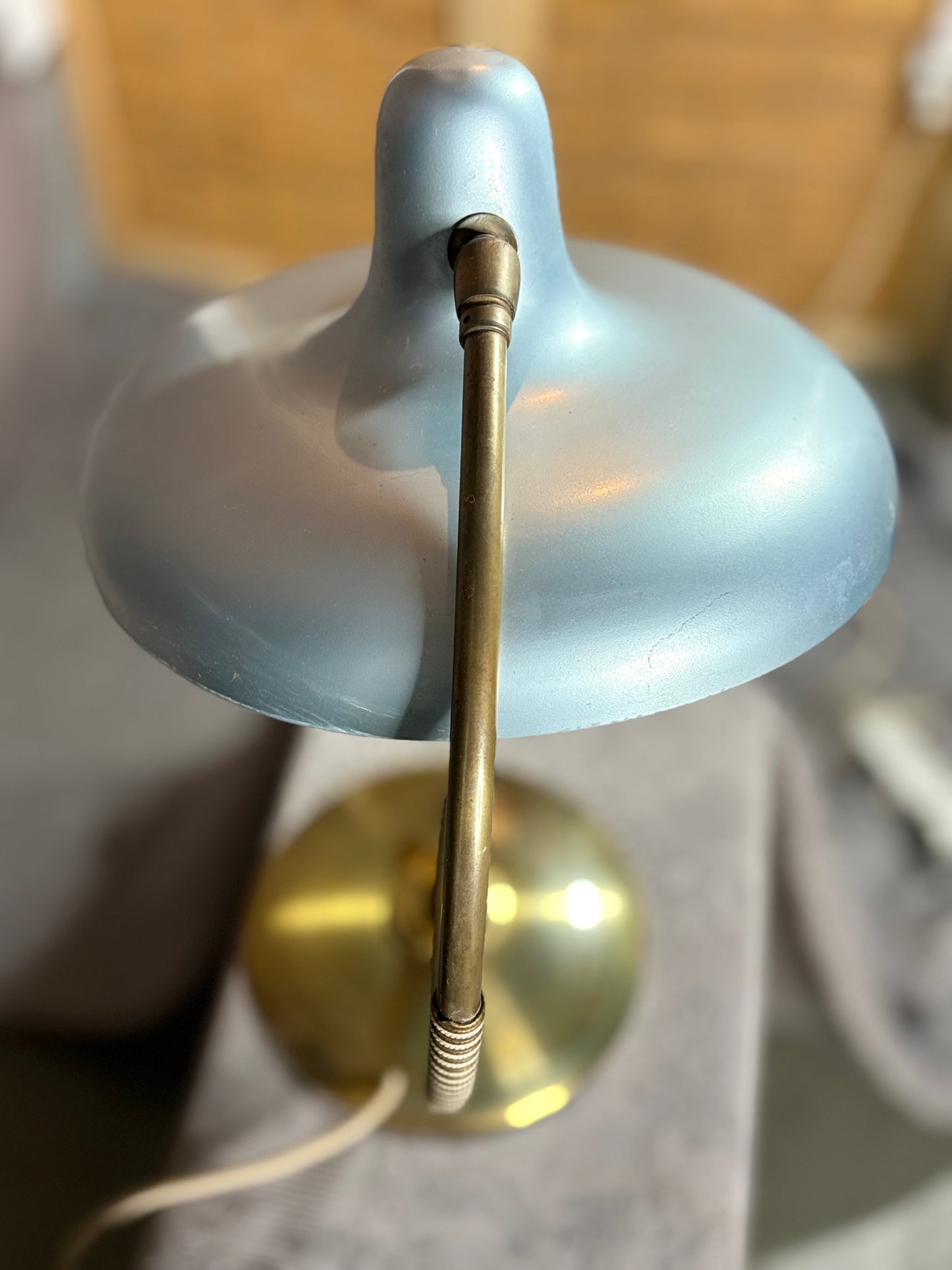 Retro Messing-Lampe - blau-metallic - Space Age