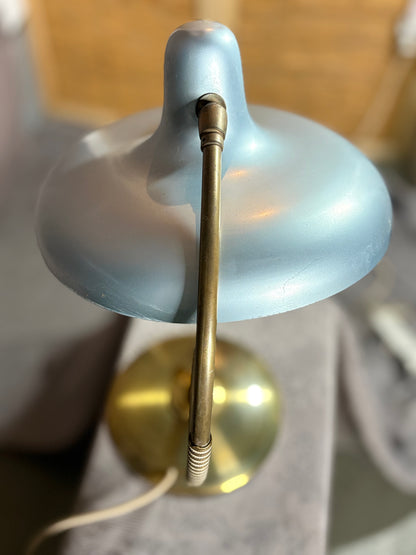 Retro Messing-Lampe - blau-metallic - Space Age