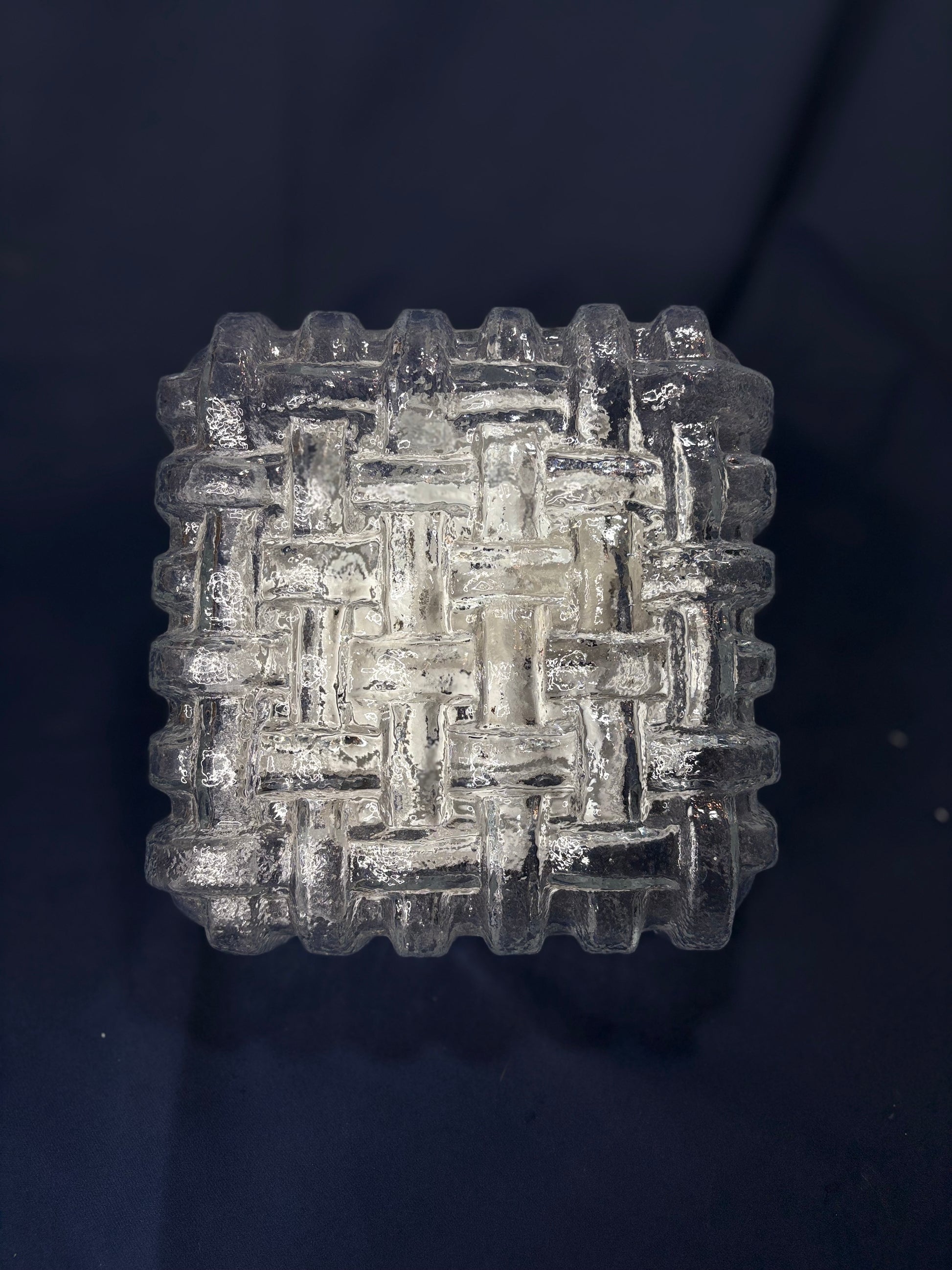 Einbaubeleuchtung aus Glas mit Fossilienmuster, Deutsch, 1970er Jahre, RZB Leuchten - Artikelbild von Fummel & Gedöns Secondhand-Store