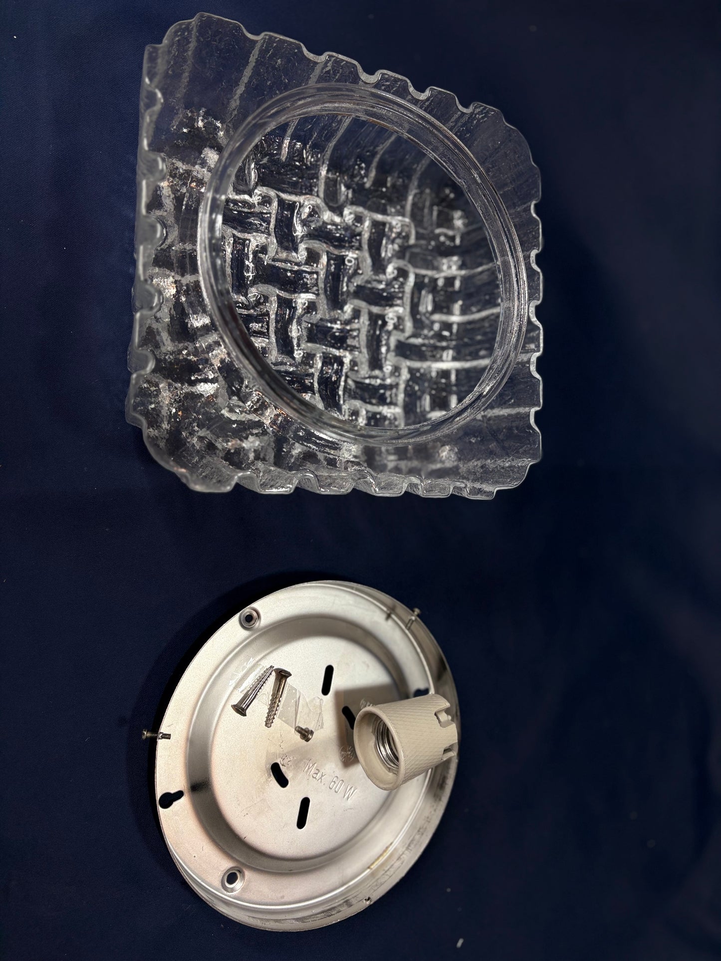 Einbaubeleuchtung aus Glas mit Fossilienmuster, Deutsch, 1970er Jahre, RZB Leuchten