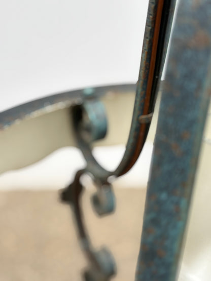 Vintage Hängeleuchte aus Schmiedeeisen mit satiniertem Glas