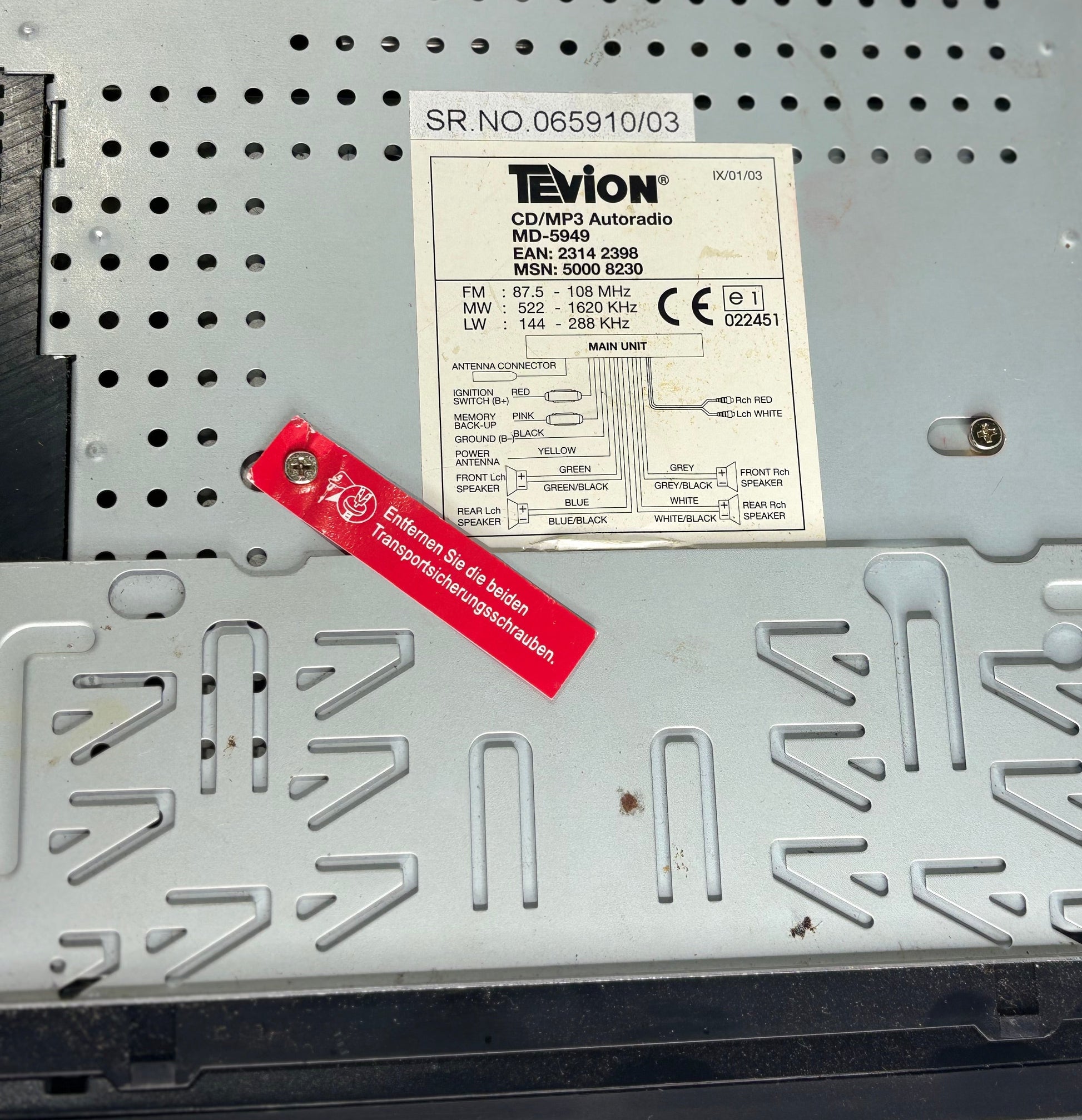 Tevion MD 5949 CD-MP3 Autoradio - Artikelbild von Fummel & Gedöns Secondhand-Store