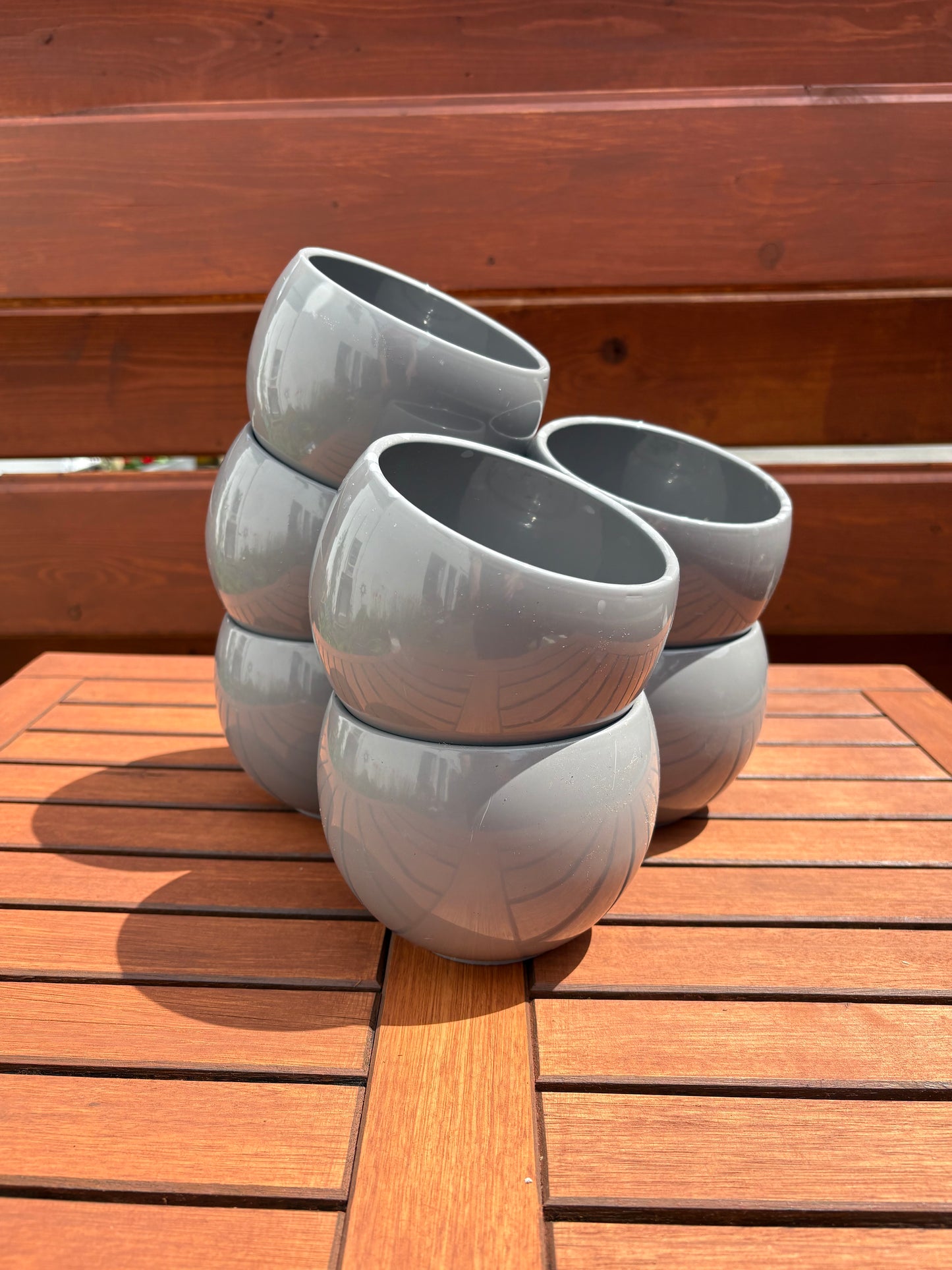 7 x Blumenübertopf Keramik anthrazit (Set)
