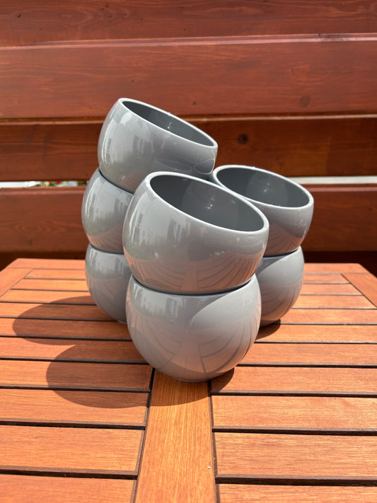 7 x Blumenübertopf Keramik anthrazit (Set)