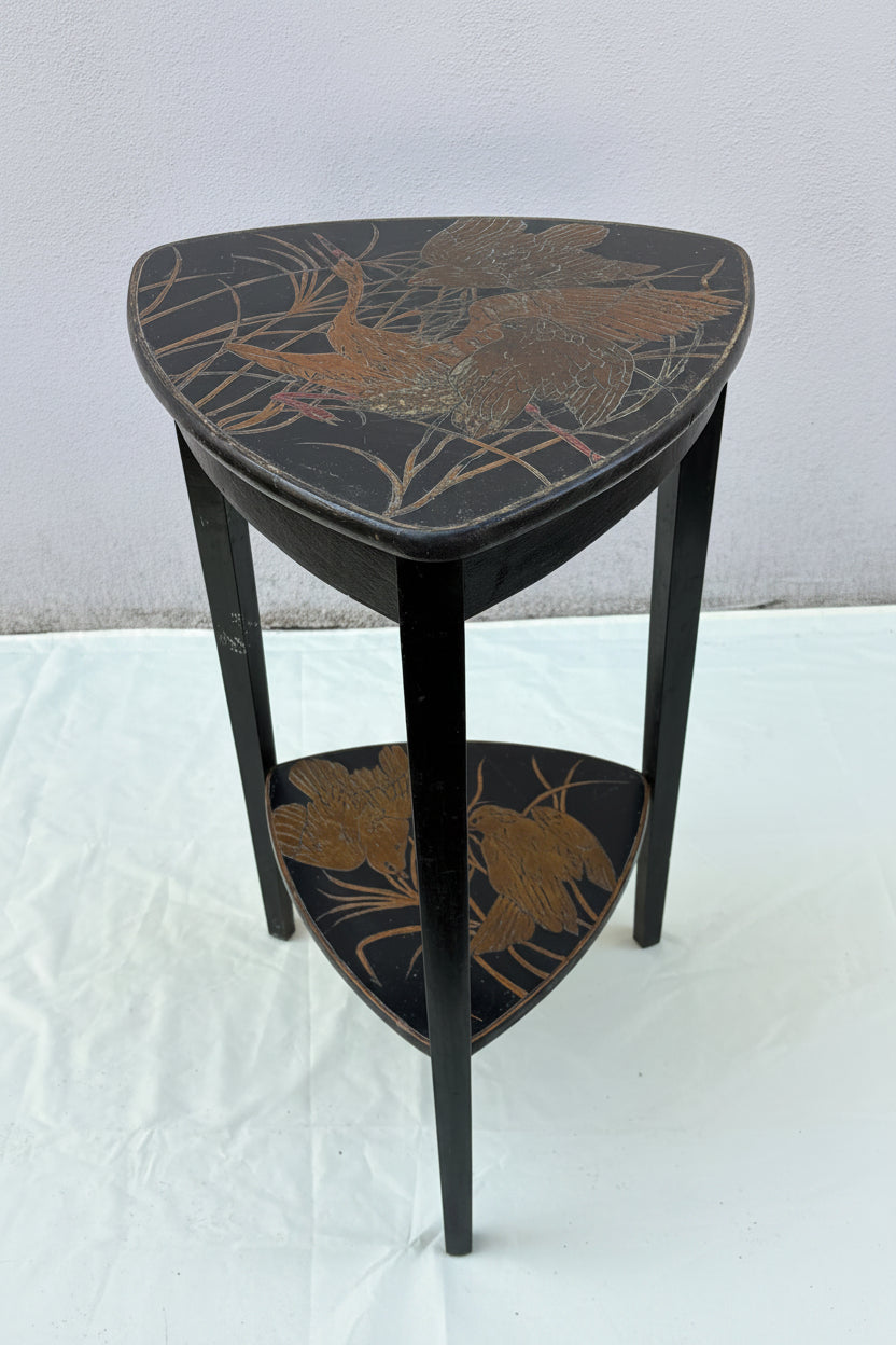 Vintage Chinoiserie Blumentisch mit Vogelmotiven – 77 cm