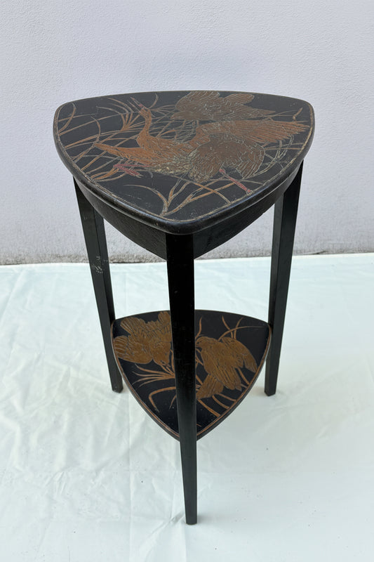 Vintage Chinoiserie Blumentisch mit Vogelmotiven – 77 cm