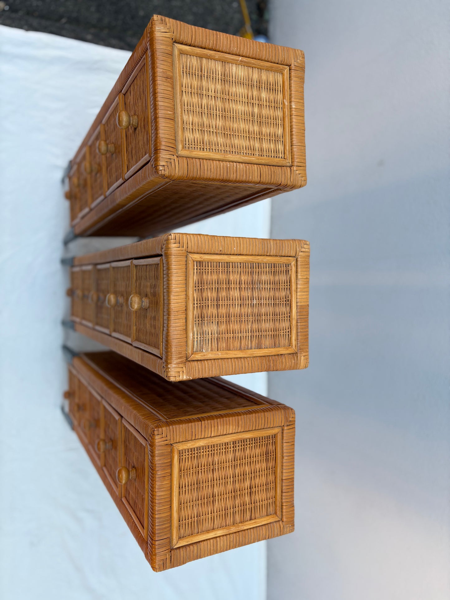 Vintage Rattan-Schubladenschrank mit 5 Schubladen – 101 cm