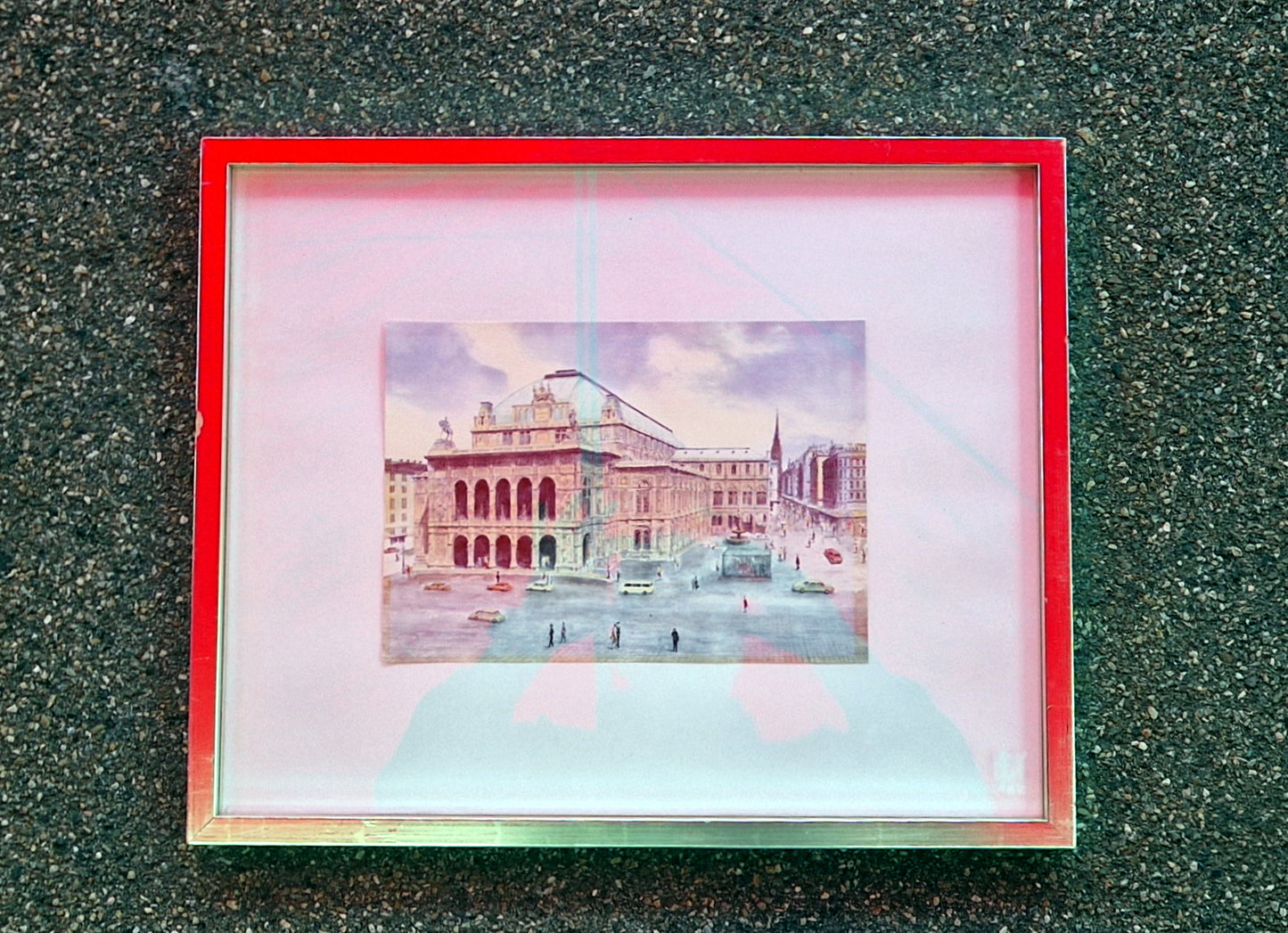 Original-Aquarell „Wiener Staatsoper“, signiert, gerahmt mit Passepartout (ca. 1970)
