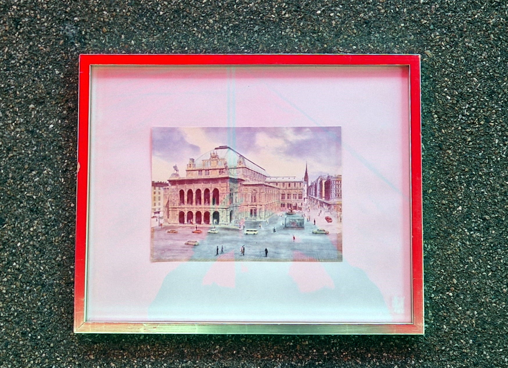 Original-Aquarell „Wiener Staatsoper“, signiert, gerahmt mit Passepartout (ca. 1970) - Artikelbild von Fummel & Gedöns Secondhand-Store