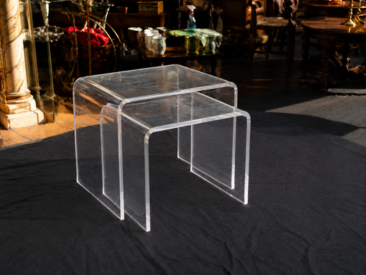 Vintage Plexiglas Satztische 2er Set – Space Age Acryl Beistelltische 1970er