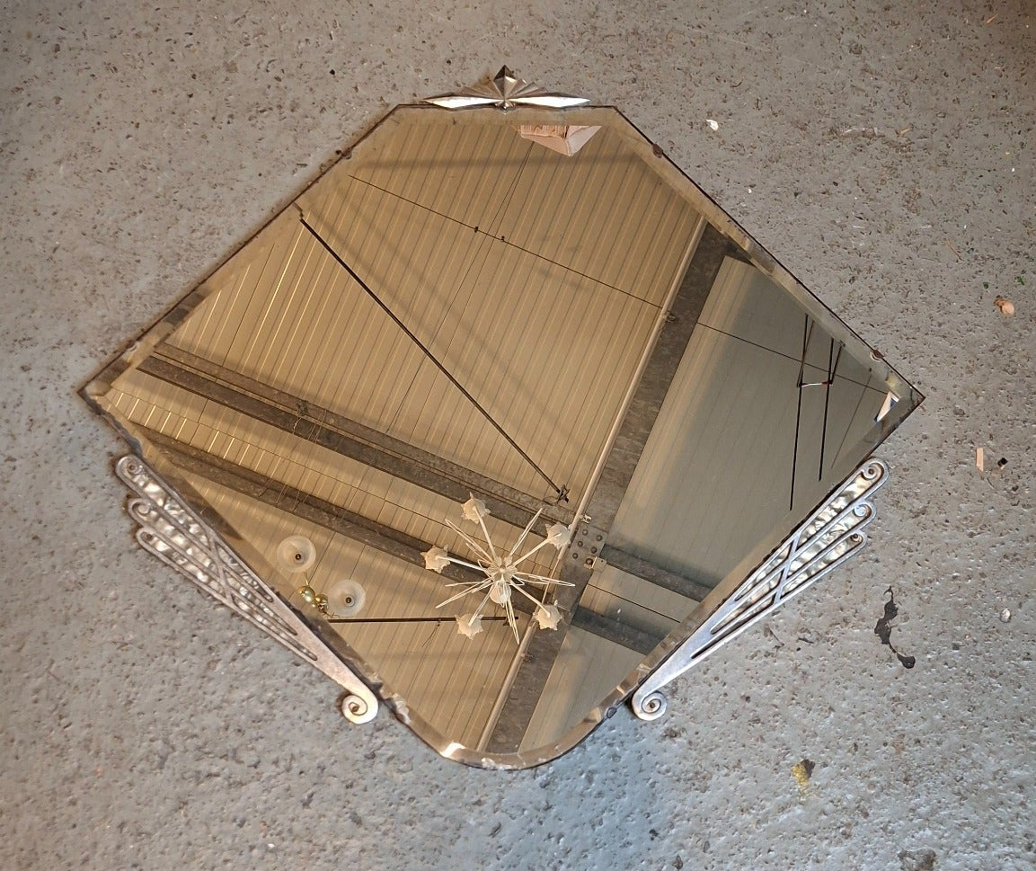 Französischer Art-Déco Fächerspiegel – Facettenschliff - Perlmutt - 71 × 61 cm - Artikelbild von Fummel & Gedöns Secondhand-Store