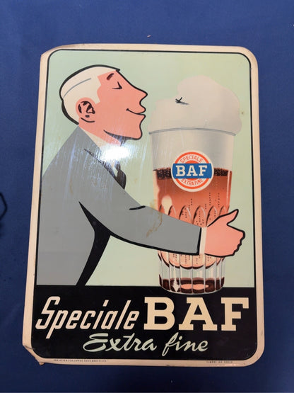 Originales belgisches BAF Extra Fine Bierreklameschild, Vorderseite