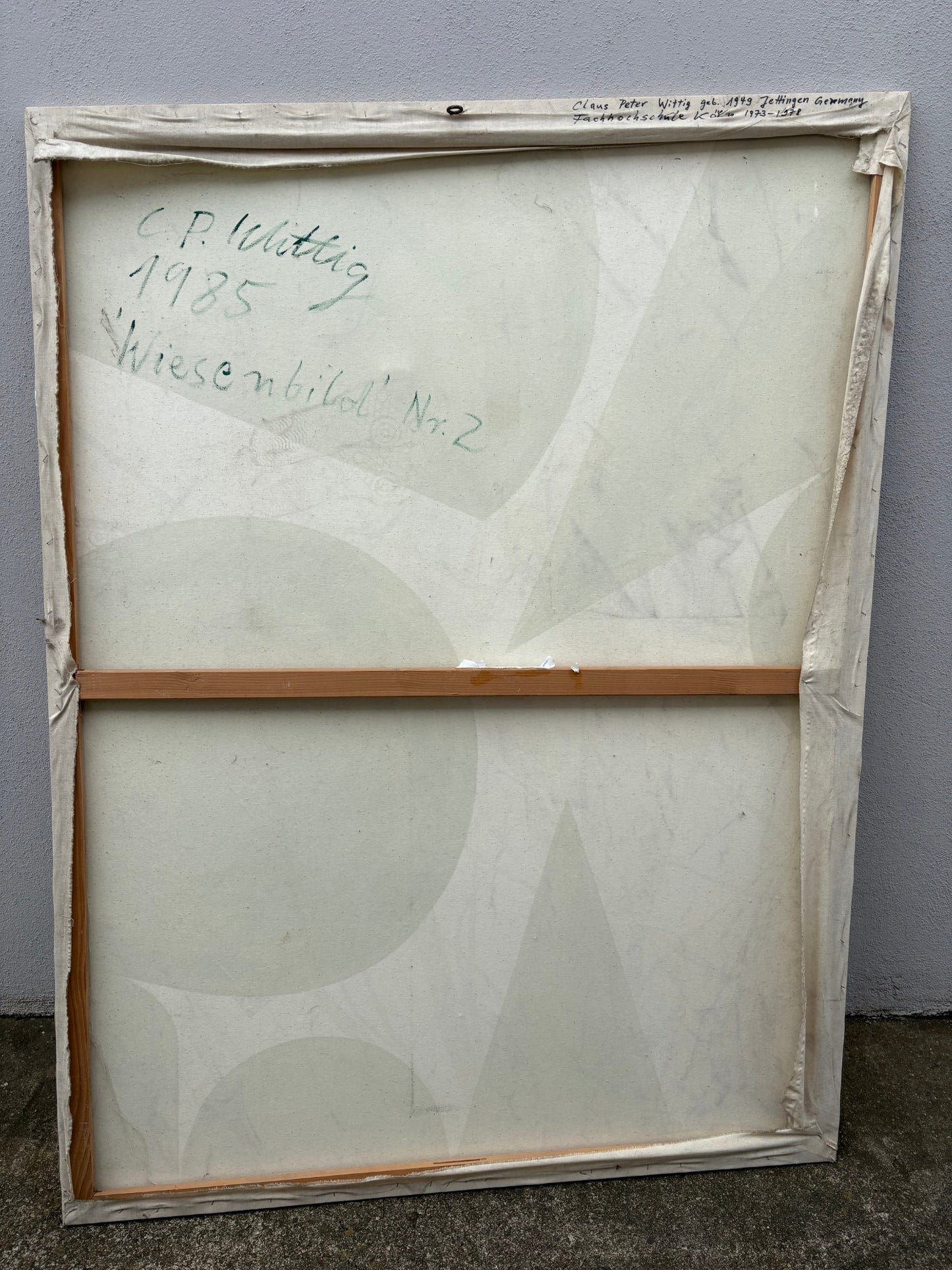 Rückseite des Gemäldes mit handschriftlicher Bezeichnung
