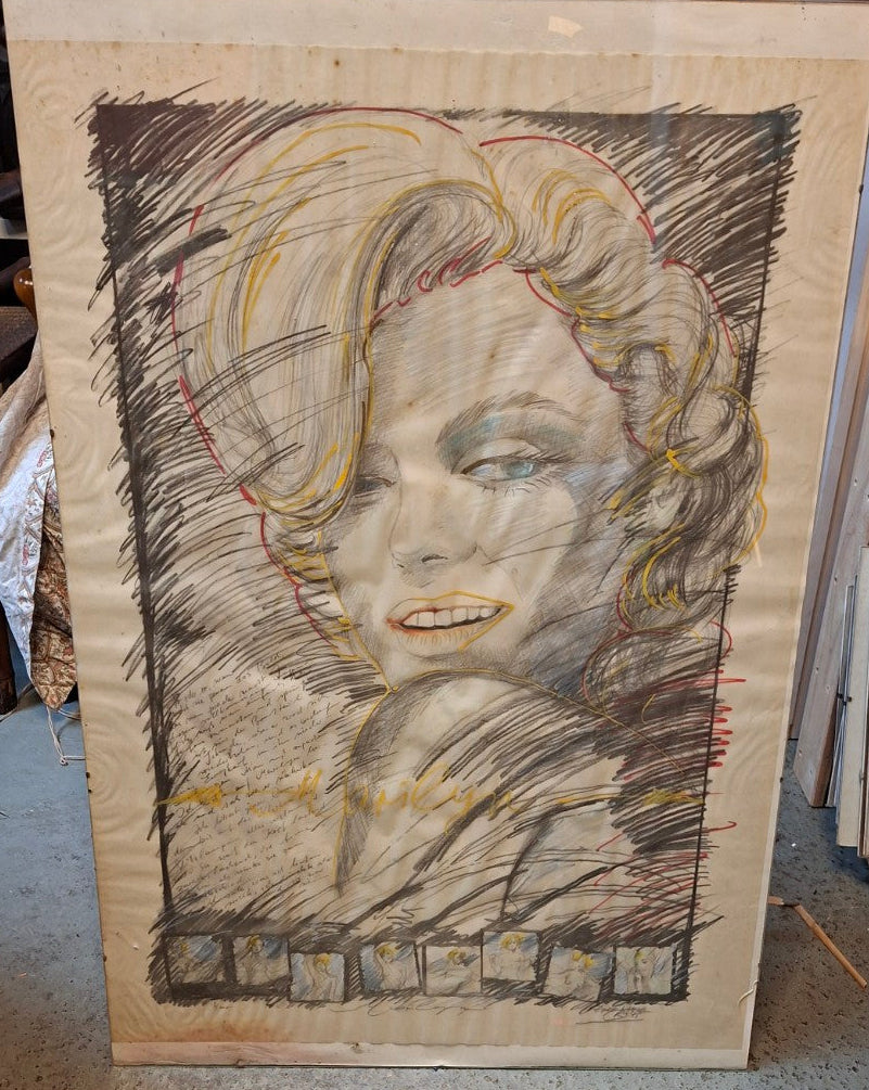 Fritz Klohe – Marilyn Monroe 1985 – signierte großformatige Pop-Art-Grafik - Artikelbild von Fummel & Gedöns Secondhand-Store
