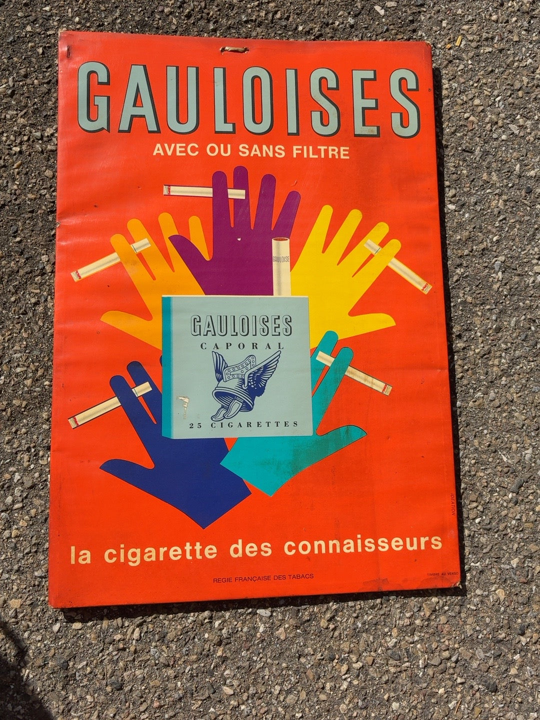 Gauloises Caporal Werbetafel späte 1950er–frühe 1960er – R. Silkens - Artikelbild von Fummel & Gedöns Secondhand-Store