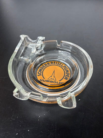 Vintage Humboldt Sonderkreiselpumpen Werbeaschenbecher aus Glas