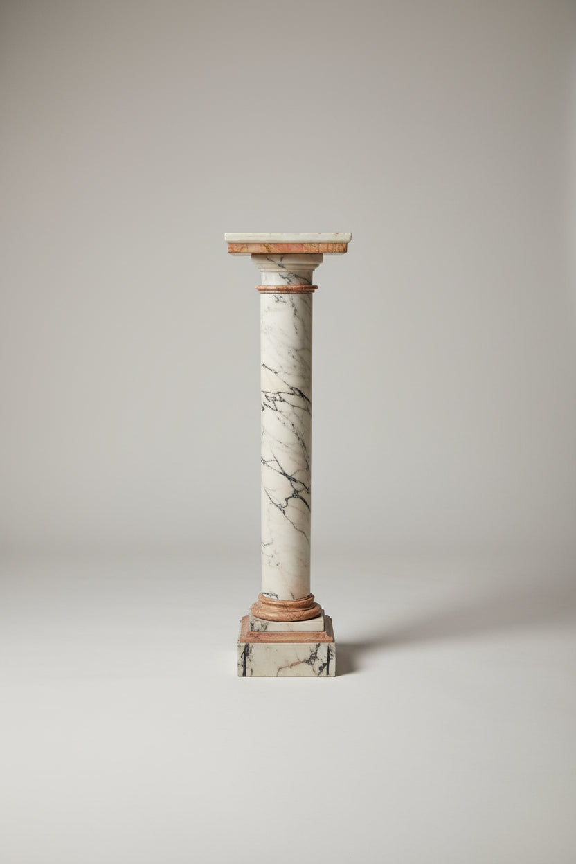 Große italienische Marmorsäule – Arabescato &amp; Breccia Pernice – 108 cm - Artikelbild von Fummel & Gedöns Secondhand-Store