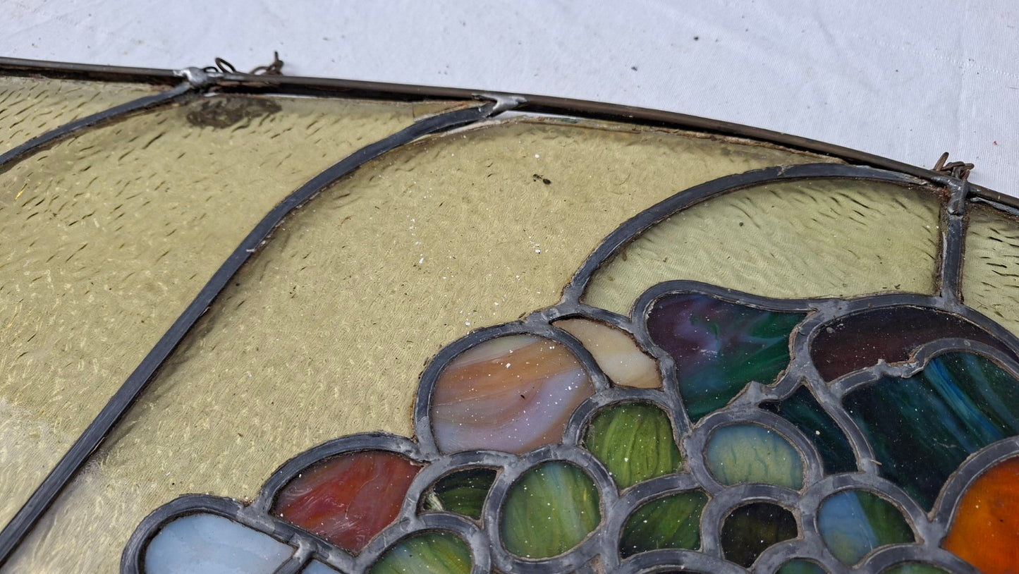 Bleiglas-Fensterbild – Detail von Strukturglas, Bleiruten und Lötstellen