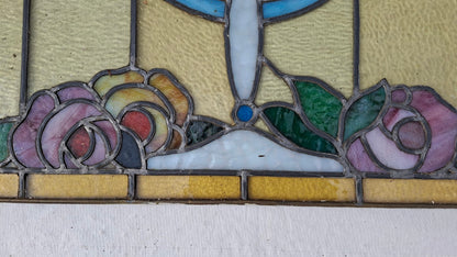 Bleiglas-Fensterbild – Detail der Rosen und Bleifassung