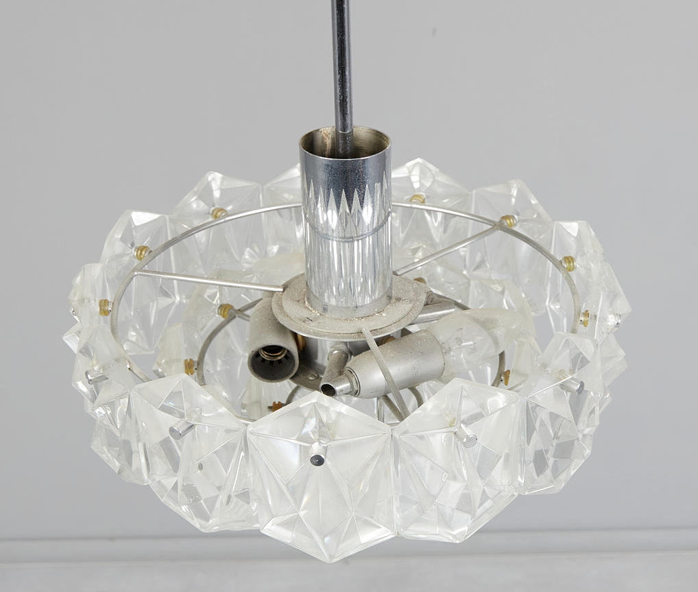 70er Kristall Kronleuchter 4-flammig - Kinkeldey