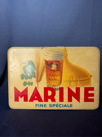Vintage MARINE Fine Spéciale Bier-Werbeschild aus Belgien, Vorderseite