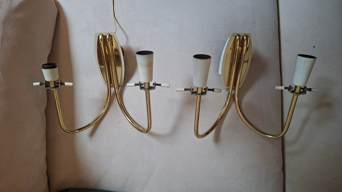 Paar Mid-Century Messing-Wandleuchten, 2-flammig, 1950er Jahre - Artikelbild von Fummel & Gedöns Secondhand-Store