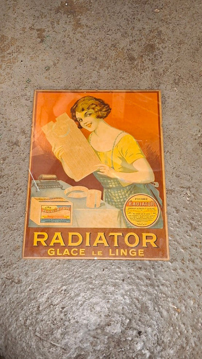 Historisches RADIATOR Glace le Linge Werbeschild, Gesamtansicht