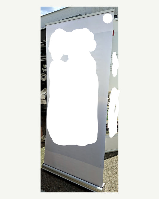 Ausziehbares Roll-up-Display mit Aluminiumkassette – Vorderansicht