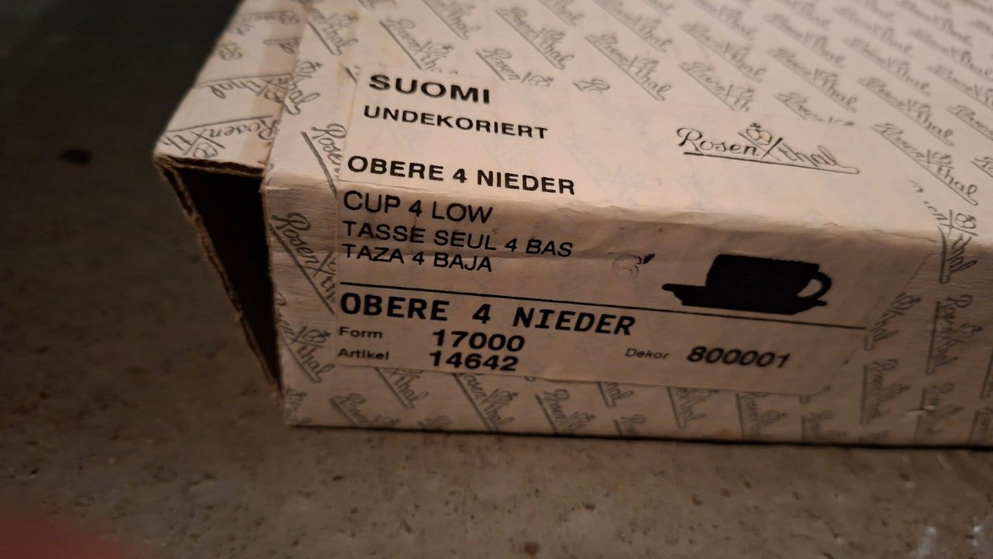 Originalverpackung Rosenthal Suomi White Tee-Obertassen, Form 17000, Artikel 14642