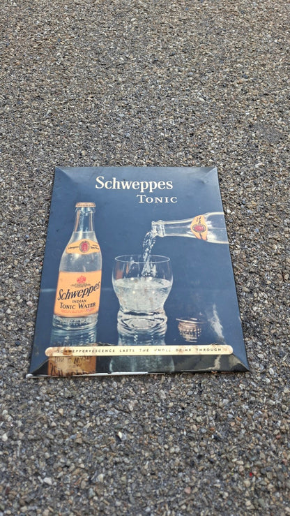 Schweppes Indian Tonic Water Werbeaufsteller Vorderseite 1959
