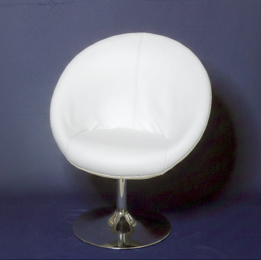 Weißer Loungesessel – Napalon-Leder, verchromt, höhenverstellbar