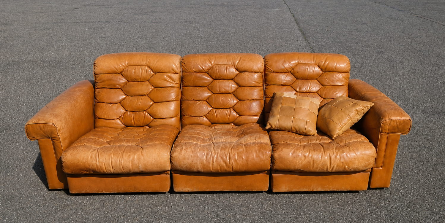 De Sede DS-P Sofa - Leder, Eiche - Robert Haussmann - Artikelbild von Fummel & Gedöns Secondhand-Store