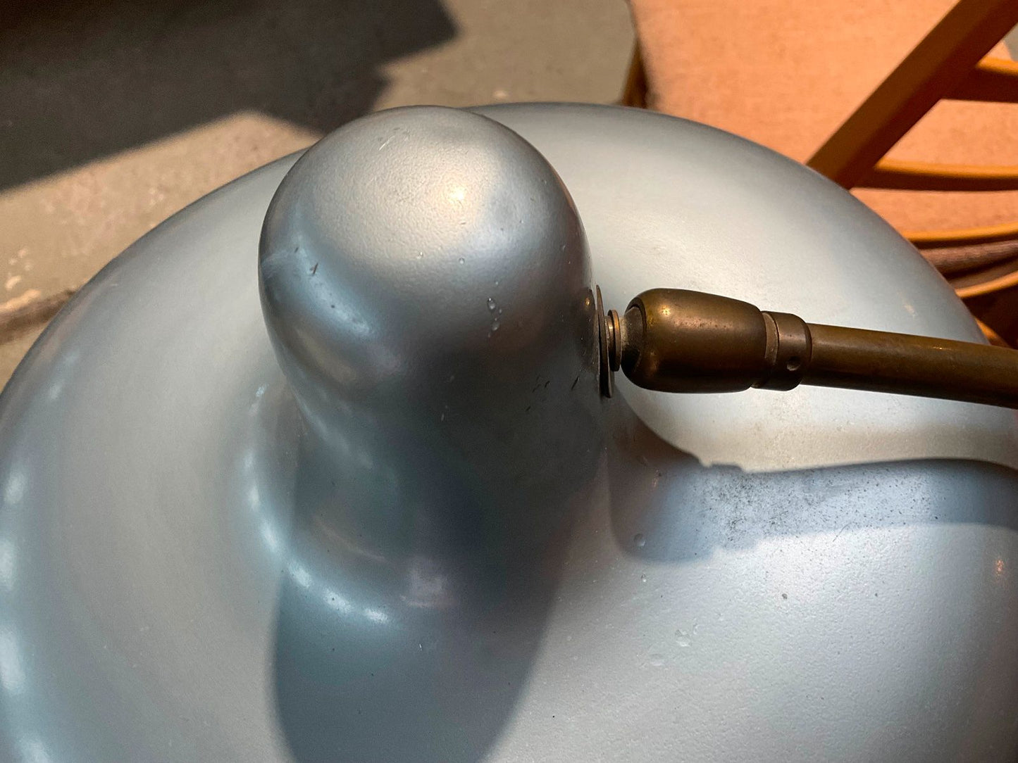 Retro Messing-Lampe - blau-metallic - Space Age