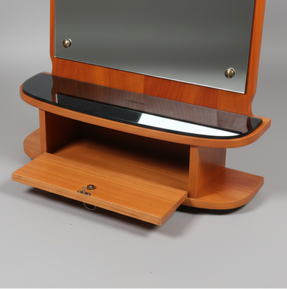 Mid Century Teakholz-Spiegel - Ablagefach