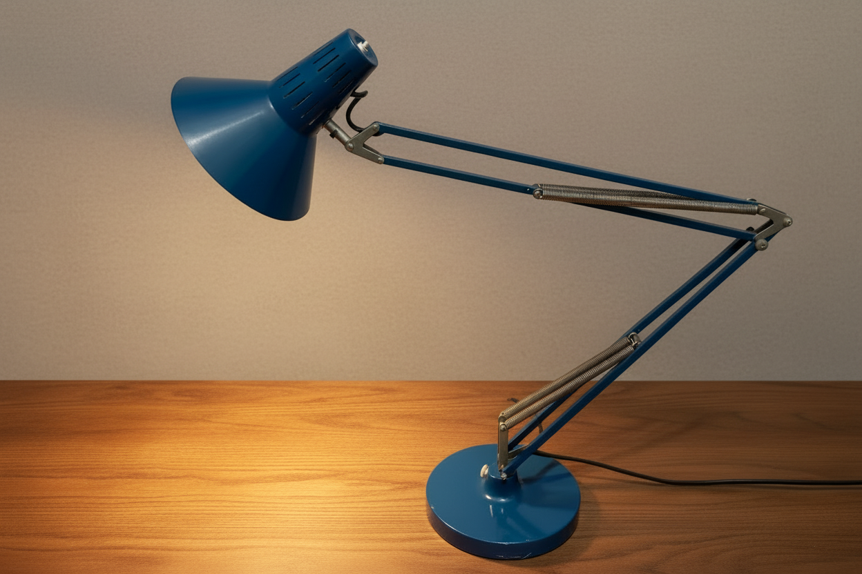 Vintage Erwi Designer-Schreibtischleuchte Blau - Artikelbild von Fummel & Gedöns Secondhand-Store