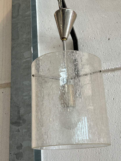 Vintage Pendelleuchte aus strukturiertem Glas